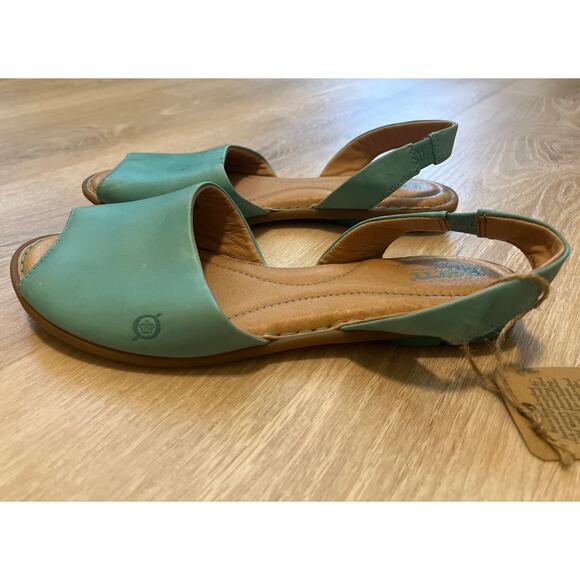Born Inlet Slingback Open Toe Sandal Size 11 Turquoise Leather Comfort Flat Shoe - Picture 3 of 7